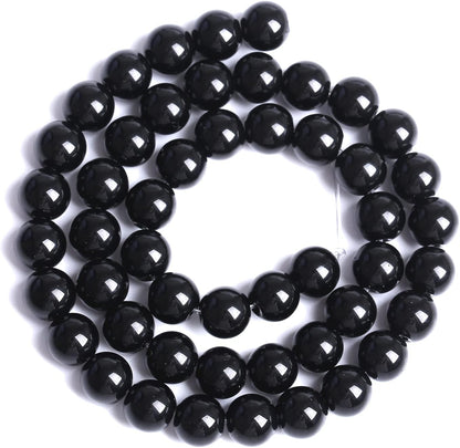 4mm 186pcs Natural Black Agates Onyx Stone Beads Smooth Round Loose Spacer Beads for Jewelry Making DIY Bracelets 32" 2 Strands