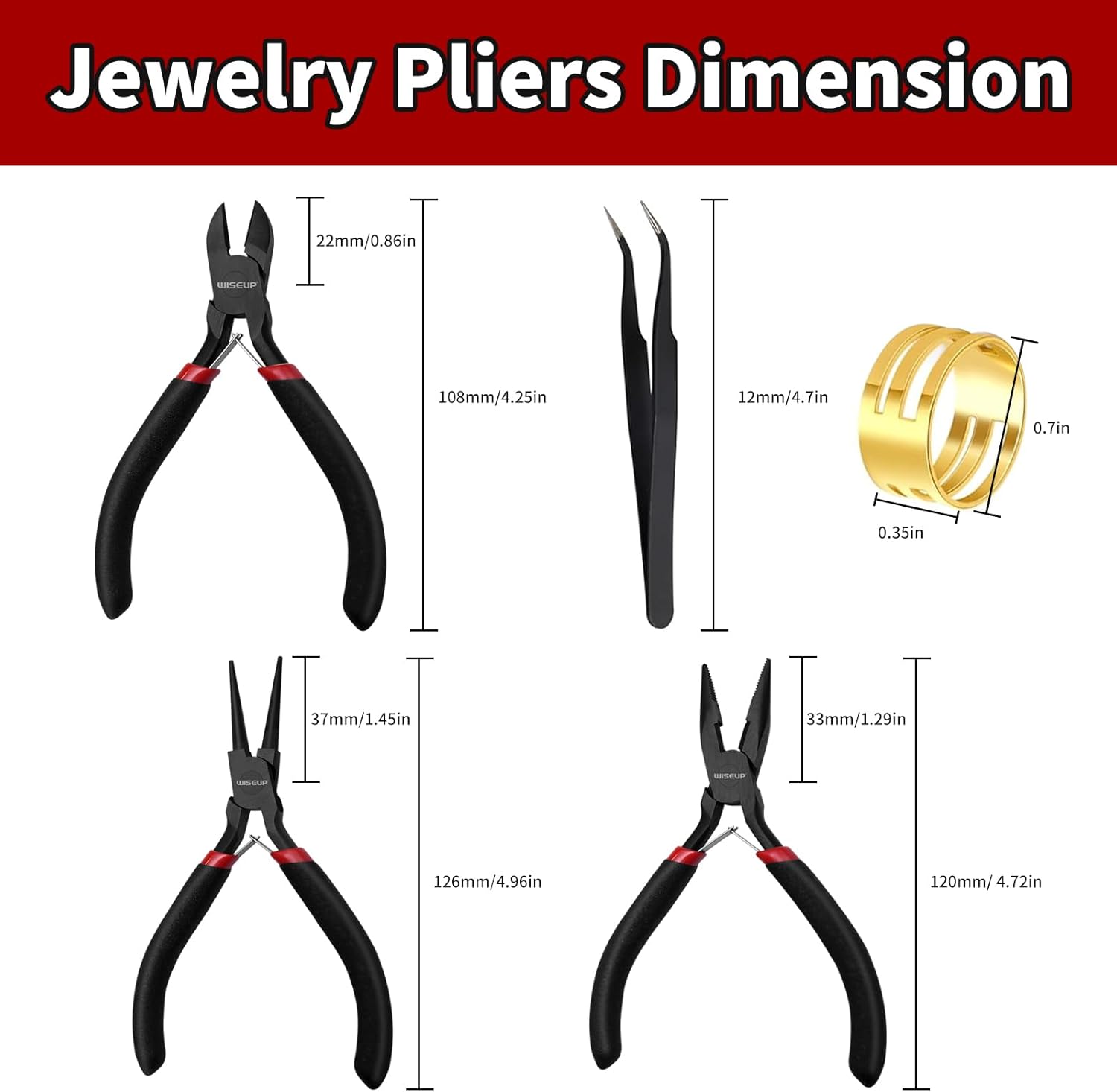 WISEUP 3 Pcs Jewelry Pliers Set - Needle/Chain Nose, Round Nose and Wire Cutters for Jewelry DIY Craft，Repair & Wire Wrapping - Crafty Corner