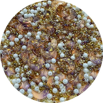 Assorted Glass Beads for Jewelry Making Multi Size Colors Glass Star Moon Seed Pearl Spacer Beads for Bracelets Necklace Earring Making (2.8219 Ounce)