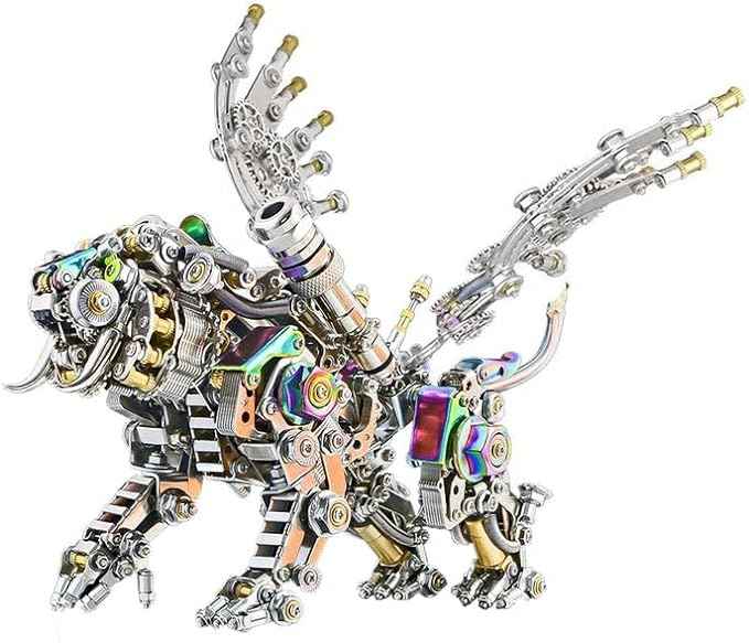Metalkitor Bengal Tiger 3D Metal Puzzle for Adults, 700PCS, Mechanical Model Assembly Kits - DIY Desk Ornament Steampunk Brain Teaser(Colorful Body + Short Wings)