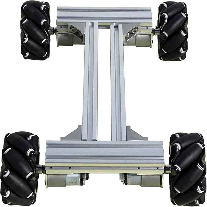 Mecanum Wheel 4wd Metal Robot Car Chassis Control Learning Kit for Arduino Raspberry Pie Microbit with DC Encoder Motor, DIY Steam AGV ROS AI Move Education Platform Robotic Functional Model Silver