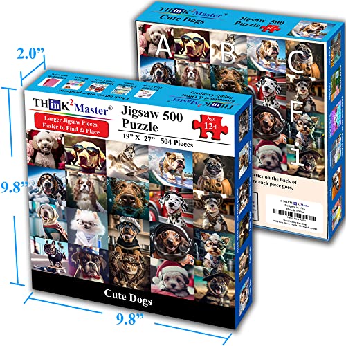 Cute Dogs 500 Pieces Jigsaw Puzzle Featuring Very Large Pieces and Cute Puppies. for Adults