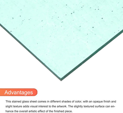 MECCANIXITY 2 Pcs Stained Glass Sheet Mosaic Tile 7.9 Inch x 5.9 Inch Lake Blue Stained Glass Sheets for Crafts DIY Art Project