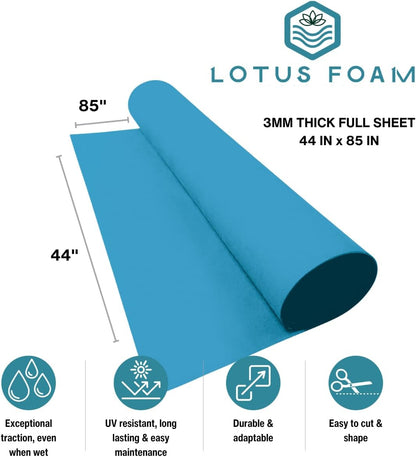LotusFoam Large 3mm EVA Foam Sheet - 44"x 85" High Density Foam 130 kg/m3 for Cosplay, Costumes, Crafts, Flooring, Outdoor Use - 35 Colors (Bright Blue) - Bright Blue - Crafty Corner