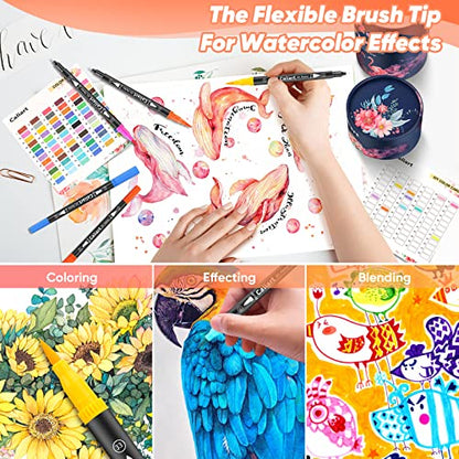 72 Colors Double Tip Brush Pen Art Markers for Adult Coloring Books (72 Count)