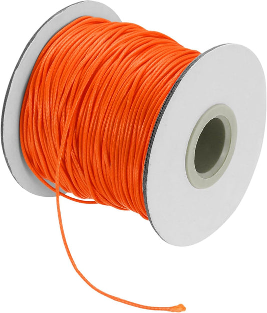 MECCANIXITY Waxed Cord 1mm Waxed Thread 87 Yard Wax String Leather Cord for Bracelet Making, Necklaces, Beading, Jewelry Making and DIY Crafts(Orange)