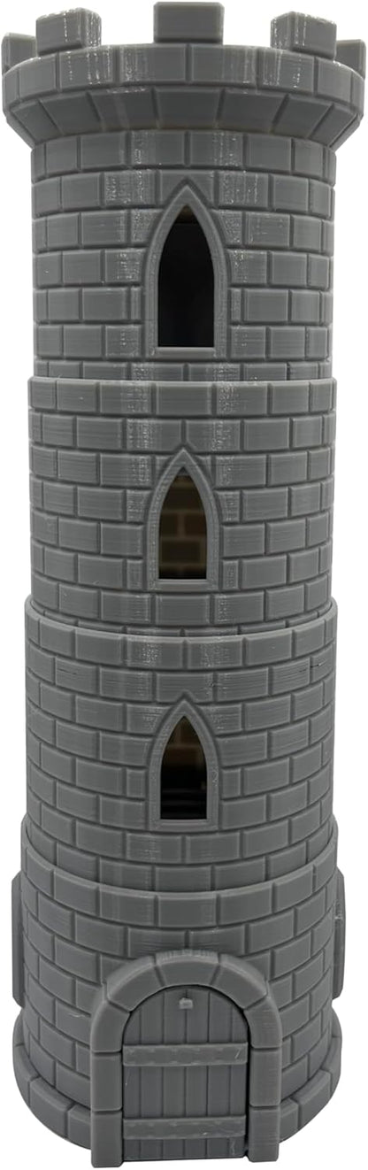 HAUTICO Collapsing Dice Tower and Little Town Houses Scene, Terrain Scenery for 20-28mm Miniatures Wargame, D&D Table Top Game Paintable (Tower Only Edition)