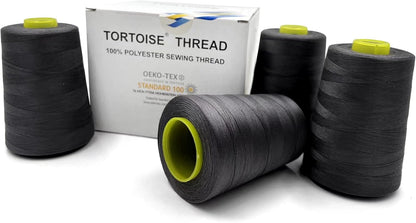 Tortoise 4 Cones of 3000 Yards Each Spool Thread for All Purpose, Serger, Overlock, Quilting, Sewing Machine - 100% Polyester - 20S/2 White