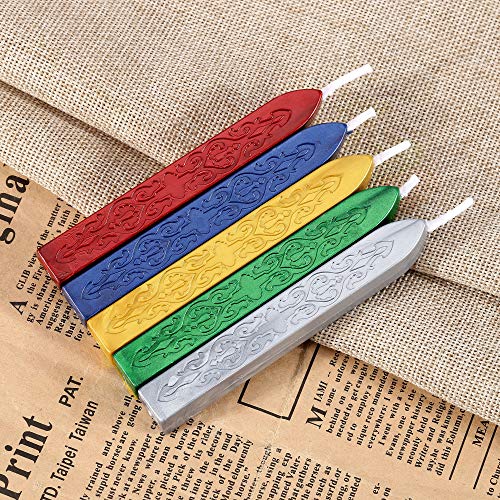 5Pcs Christmas Sealing Wax Sticks with Wicks for Wax Seal Stamp (5 Count)