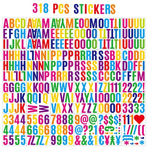 318Pcs 2inch Vinyl Letter & Numbers Stickers