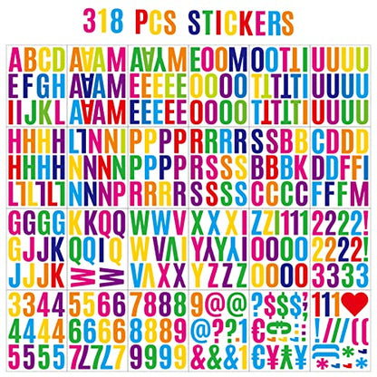 318Pcs 2inch Vinyl Letter & Numbers Stickers