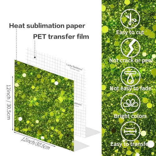 Green Glitter Sublimation Transfer Sheets for Heat Press Machine (8 Count)