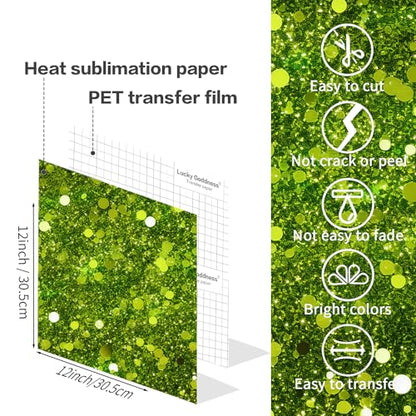 Green Glitter Sublimation Transfer Sheets for Heat Press Machine (8 Count)