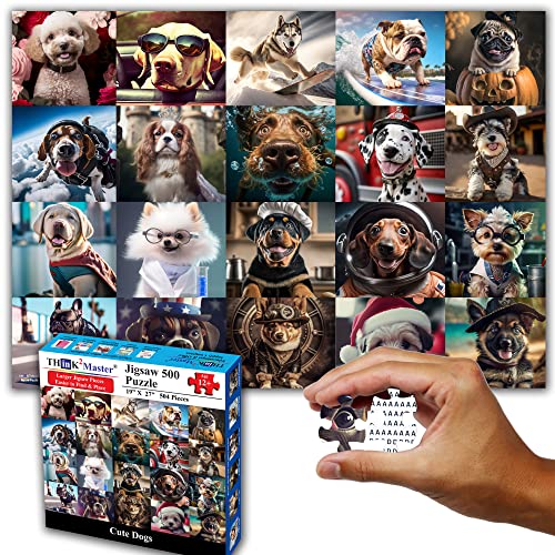 Cute Dogs 500 Pieces Jigsaw Puzzle Featuring Very Large Pieces and Cute Puppies. for Adults