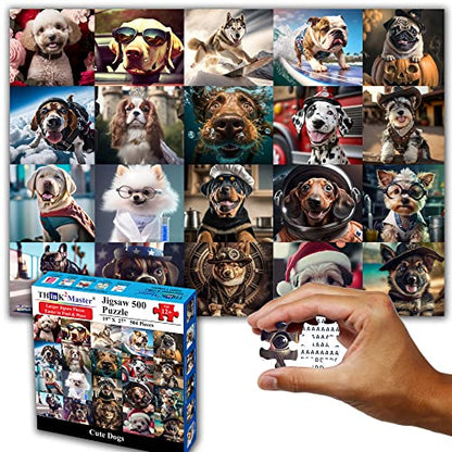 Cute Dogs 500 Pieces Jigsaw Puzzle Featuring Very Large Pieces and Cute Puppies. for Adults