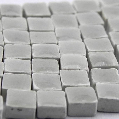Glazed Ceramic Tiles for DIY Mosaic Artwork, Handmade Zellige 0.19 Inch, 5 mm, 1000 Pcs Silver Grey, WE01