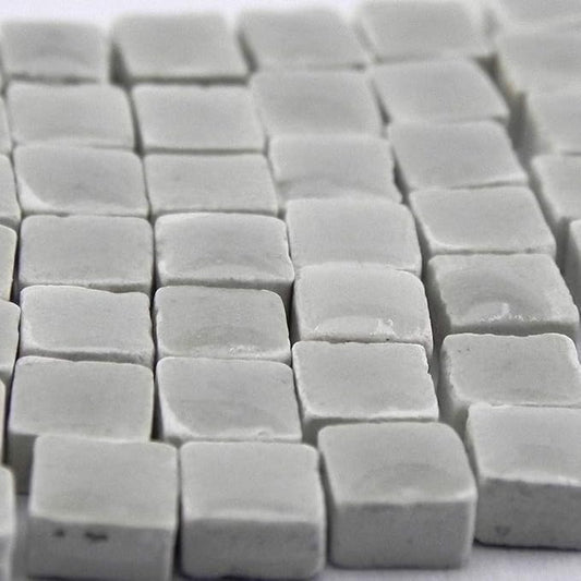 Glazed Ceramic Tiles for DIY Mosaic Artwork, Handmade Zellige 0.19 Inch, 5 mm, 1000 Pcs Silver Grey, WE01