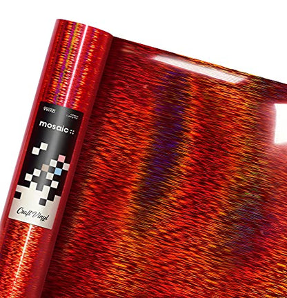 Mosaic+ Red Brushed Holographic 1ft x 5ft Crafting Vinyl Crinkle