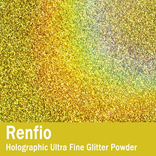 Holographic Ultra Fine Gold Glitter Powder Metallic Resin Glitter (2.11 Ounce)