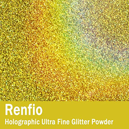 Holographic Ultra Fine Gold Glitter Powder Metallic Resin Glitter (2.11 Ounce)