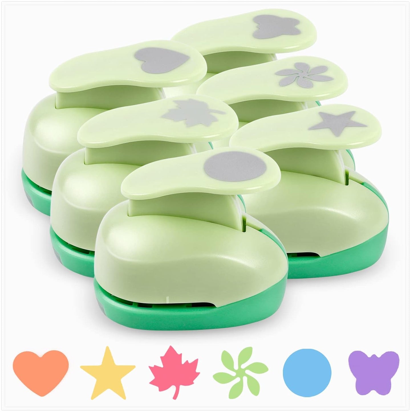UCEC Paper Punches for Crafting, 1 Inch Craft Puncher, 6 Pcs Hole Punch Shapes Cutters for Paper Craft Heart, Circle, Star, Butterfly, Maple Leaf, Flower Punch Sets for DIY Projects Scrapbook - Crafty Corner