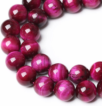 90PCS 8mm Rose Red Tiger Eye Gemstone Loose Beads Natural Round Loose Stone Beads for Jewelry Making DIY Bracelet Necklace Earrings 2 Strand 32"