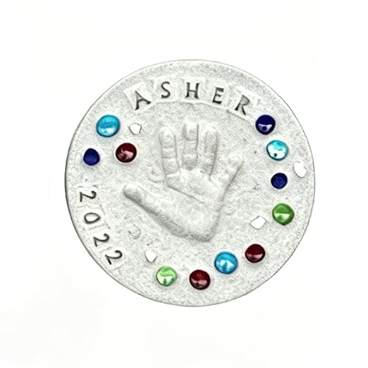 Mother's Day DIY Handprint Gift Kit, Large DIY Handprint Stepping Stone Kit, Indoor Outdoor Family Keepsake Craft Gift (Includes 1 Mod, 26 Letter Stamps, and Colored Stones) (10 in (Fits 1 Handprint))