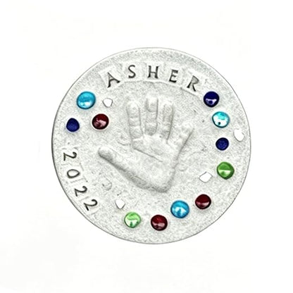 Mother's Day DIY Handprint Gift Kit, Large DIY Handprint Stepping Stone Kit, Indoor Outdoor Family Keepsake Craft Gift (Includes 1 Mod, 26 Letter Stamps, and Colored Stones) (10 in (Fits 1 Handprint))