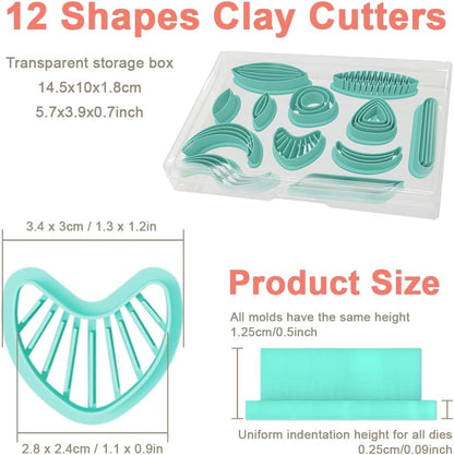 Polymer Clay Cutters - 12 Shapes Leather Twisting Jewelry Earrings Cutter, Polymer Clay Cutters for Jewelry, Earring Making Kit with Storage Box