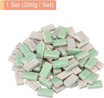 MECCANIXITY 200g Ceramic Mosaic Tiles for Crafts Bulk, Rectangle Light Green Ceramic Tiles for Mosaic Kits Garden Stepping Stone Cup Mat