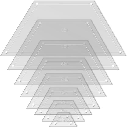 Hexagon Quilting Template Set - 8", 7", 6", 5", 4", 3", 2", 1" Sizes with 1/4" Seam Allowance - Durable Acrylic Templates for Quilting, Patchwork, Crafting, & Sewing Projects
