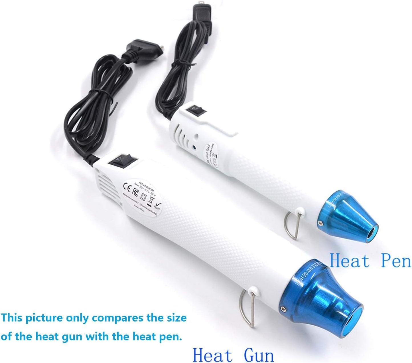 mofa Embossing Heat Gun,Hot Air Gun Tools Shrink Gun with Stand For DIY Embossing And Drying Paint Multi-Purpose Electric Heating Nozzle 150W(White,Blue) - Crafty Corner