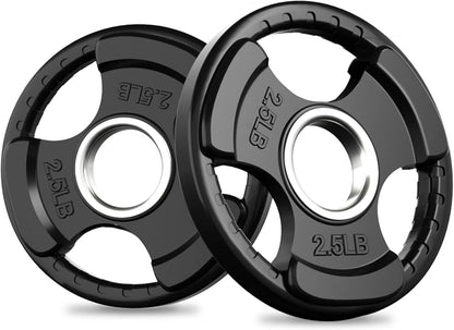 RitFit Olympic Rubber Grip Plates for Barbell, 2-Inch Weight Plates for Weightlifting and Strength Training in Home & Gym, Single, Pair and Sets(2.5/5/10/25/35/45 LB)