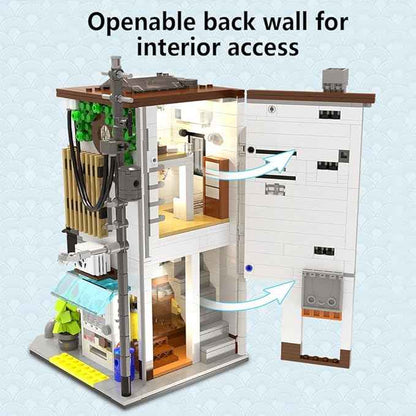CaDA Master C66006W Japanese Bun House Building Set,MOC Construction Baozi Shop Brick Toy Model,1108PCS City House Block Kits for Boys Adults (C66006W)