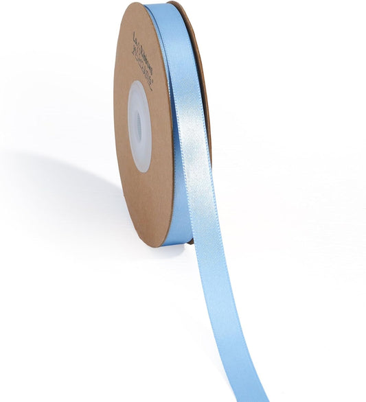 LaRibbons Light Blue Satin Ribbon 3/8 Inch 50 Yards Thin Luxury Double Faced Sky Blue Silk Ribbon for Flower Bouquet Crafts Gift Wrapping Wedding Babyshower Decoration - Crafty Corner
