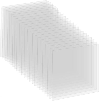 24 Pack 4 Mil Clear Mylar Stencil Sheets, 12" x 12" Blank Reusable Plastic Template Sheets for Cricut, Laser Cutting, Gyro-Cut Tool Template Material