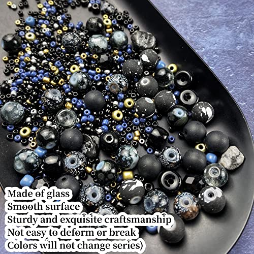 Assorted Glass Resin Beads Multi Size Colors Smooth Cracked Gravel Millet Spacer Beads for Bracelets Necklace Earring DIY Jewelry Making Craft