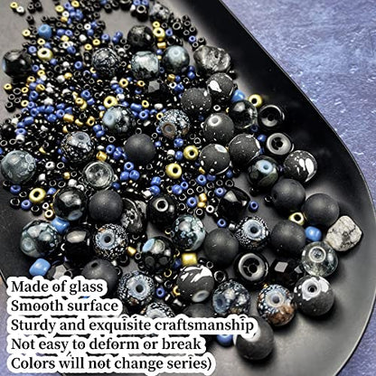 Assorted Glass Resin Beads Multi Size Colors Smooth Cracked Gravel Millet Spacer Beads for Bracelets Necklace Earring DIY Jewelry Making Craft