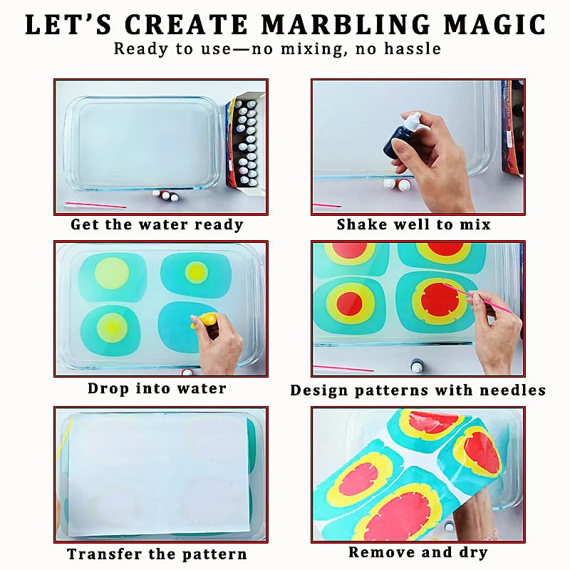 54 Pcs Water Marbling Paint Kit