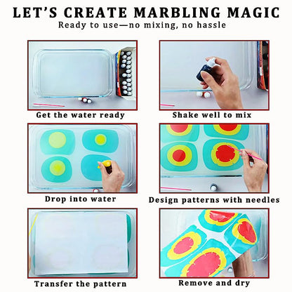 54 Pcs Water Marbling Paint Kit