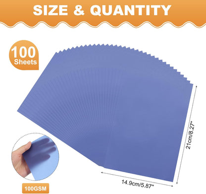 MECCANIXITY 100 Sheet Colored Vellum Paper 5.9" x 8.3", 100gsm Translucent Printable Vellum Sheets for Printing Wedding Invitations Inkjet Laser Printer, Deep Blue