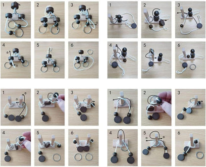 Brain Teaser Puzzle Wooden Threading Rope Loop Puzzle Luban Lock Brain Teaser Game Adult Kids Toy Puzzles for Adults (16)