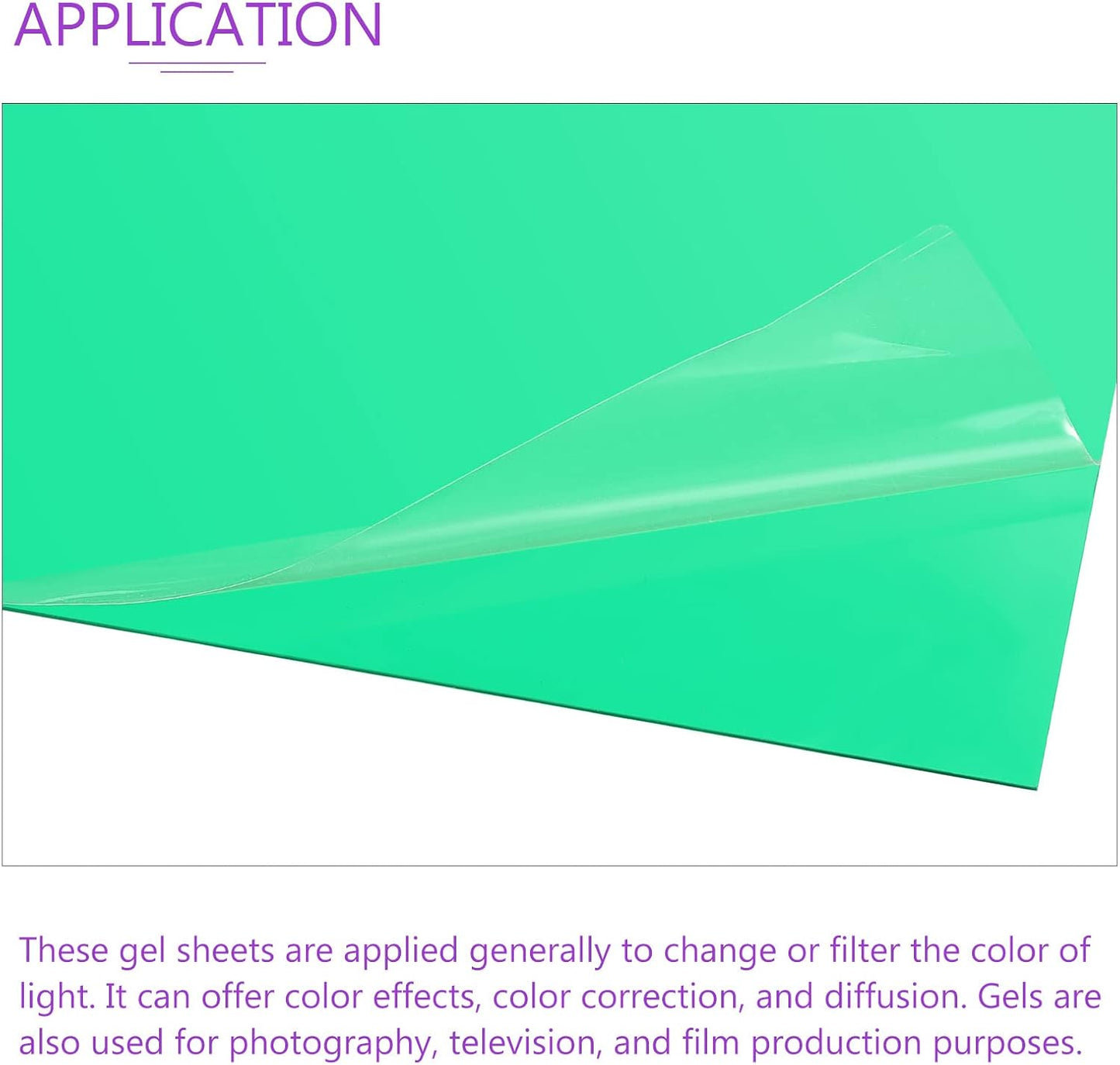 DMiotech 10Pcs Correction Gel Light Filter Overlay Transparent Plastic PVC Sheets Green for Photo，Film,Video