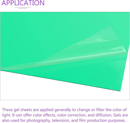 DMiotech 10Pcs Correction Gel Light Filter Overlay Transparent Plastic PVC Sheets Green for Photo，Film,Video