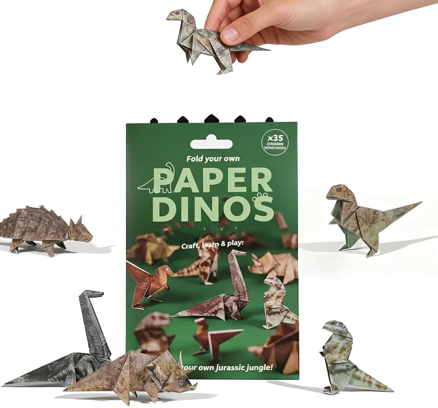 DIY Paper Cats Origami Kit - 50/30 Sheets DIY Paper Origami to Fold Your Own Cute Cat/Dog/Dino Figures - Perfect Desk Origami Cats Decoration & Creative Gift for Kids, Adults & Cat Lovers (Dino) - Crafty Corner