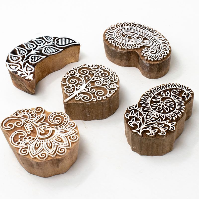 Wooden Stamps for Block Printing (5 Count)