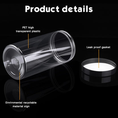 SATINIOR 12 Pack 32 oz Plastic Container Jars with Lids Round Clear Travel Cosmetic Container Slime Jars for Toiletries, Lotion, Cream, Ointments, Makeup, Rhinestone, Samples, Kitchen Storage(Black)