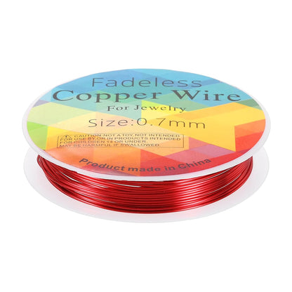 HARFINGTON 10ft Jewelry Wire, 22 Gauge (0.7mm) Brass Craft Soft Metal Tarnish Resistant Copper Beading Wire for Jewelry Making Supplies Crafting, Bright Red