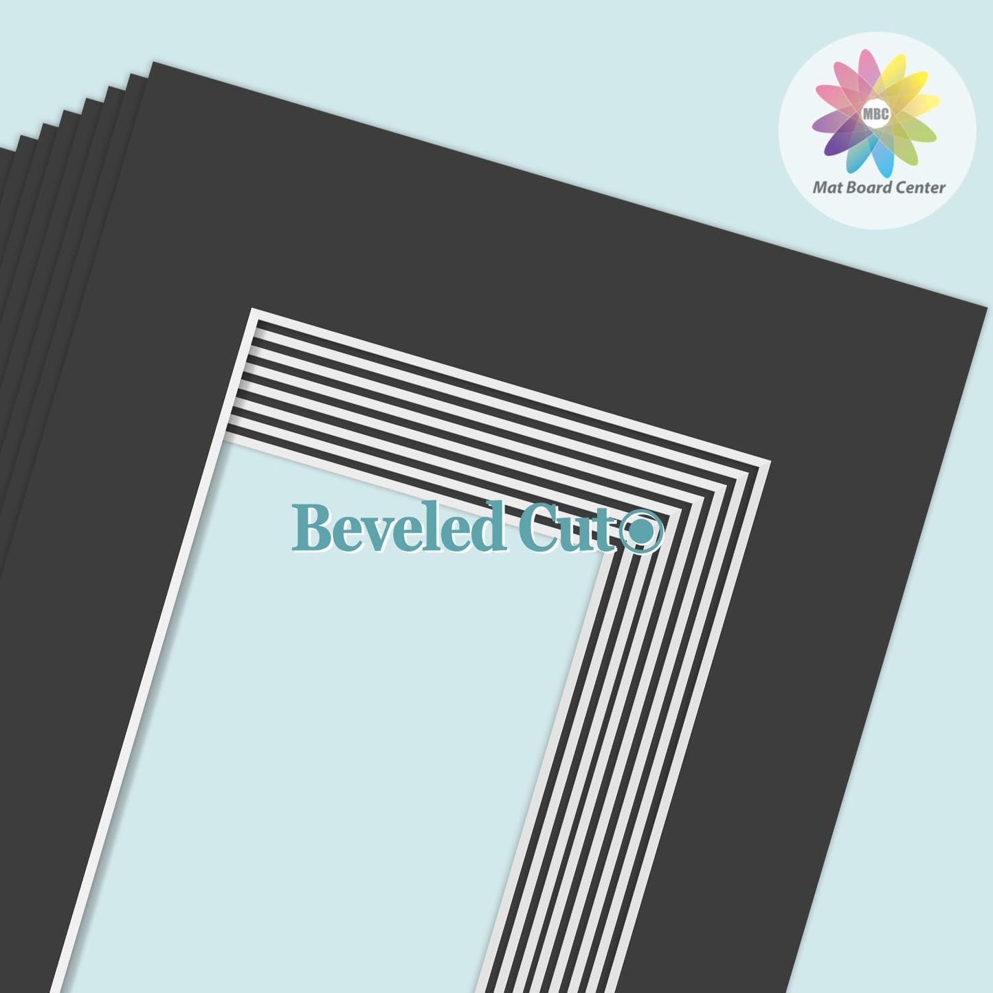 MBC Mat Board Center, 10 Pack 12x16 for 8.5x11 Black Picture Mats Frame Mattes, Bevel Cut, Acid Free, 4-ply Thickness