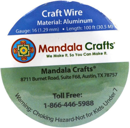 Mandala Crafts 16 Gauge Anodized Aluminum Craft Wire for Jewelry Making - 100 FT Colored Flexible Light Gold Tone Wire - Bendable for Bonsai Armature Crafting Sculpting - Crafty Corner